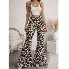 Leopard print flare pants - leopard, high