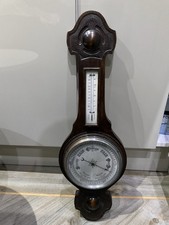 Barometer Solid Oak Carved Frame Edwardian Antique Vintage 21.5 X 66.5cm 