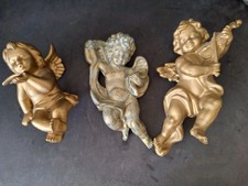 3 GOLD TONE CHERUBS 10" and 7"