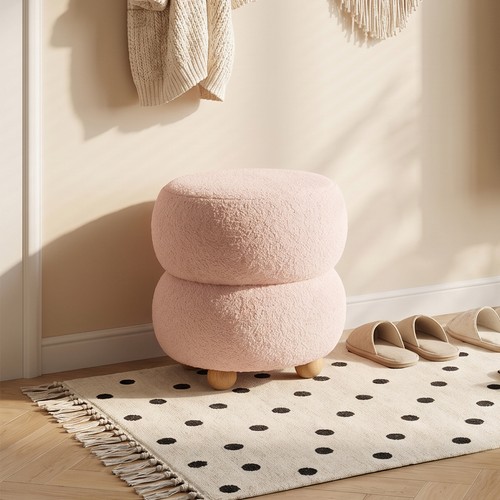 Upholstered teddy footstool - upholstered,