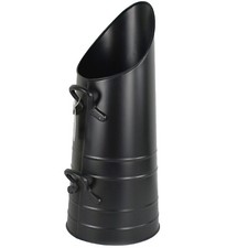 Heavy Duty Tall Metal Fireplace Round Coal Scuttle Bucket Hod 21" (Black)