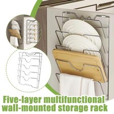 Pot Lid Holder Storage Rack Wall Mounted Pan Cover Organizer Kitchen