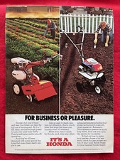 Vintage 1984 Honda Tillers Print Ad  Front & Rear Tine Garden Tiller Ad