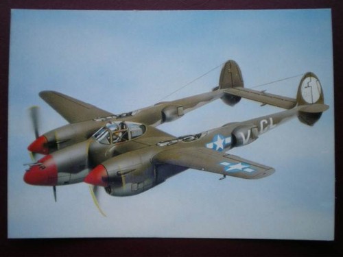Postcard lightining plane - lightining,