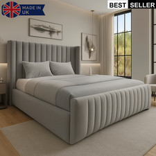 OTTOMAN STORAGE PANEL PLUSH VELVET UPHOLSTERED BED FRAME DOUBLE & KING SIZE