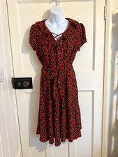 Billie & Blossom Dress Red Animal Print Fit & Flare Knee Length Size 14