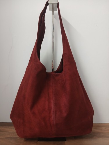Burgundy suede hobo slouch - burgundy,