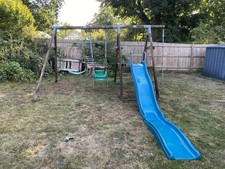 TP Toys Wooden Garden Swing Set With Slide And Climbing Rope