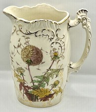Edge, Malkin & Co. Potteries Ceramic Jug Pitcher / Pat.: Thistle / 19th Cen