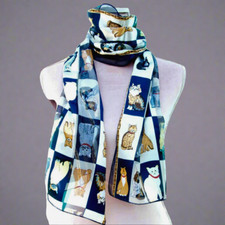 Blue Cat Illustrated Chiffon