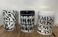 Emma Bridgewater - Black Toast - Tea/Coffee/Sugar - Metal Tins Storage X3