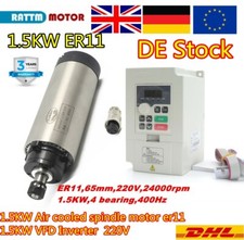 『EU』 CNC Spindle Motor Kit 1.5KW ER11 Air Cooled 65MM 24000RPM 220V VFD Inverter