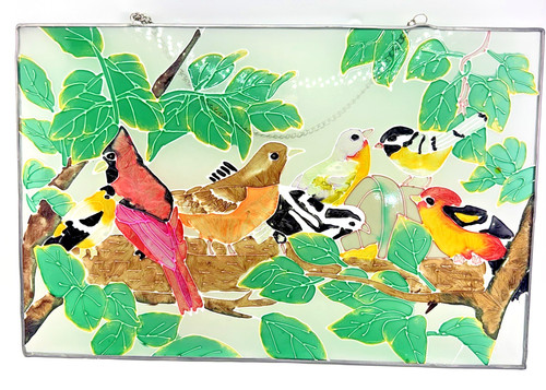 Stained glass birds nest - birds, in