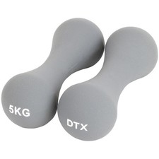 2 X 5kg DTX Fitness Soft Touch Weights Aerobic Exercise Dumbbells Grey #873