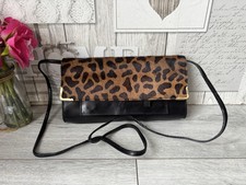 Topshop Leopard Black Suede Leather Cross Body Bag Clutch Bag Handbag