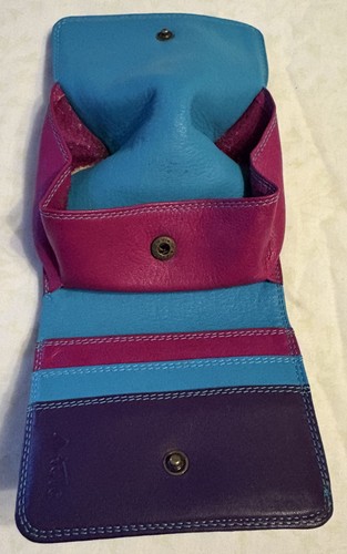 Brightly coloured leather coin - brightly,