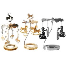Candle Carousel Metal Spinning Candle Holder with Tray Rotating Candlestick Set