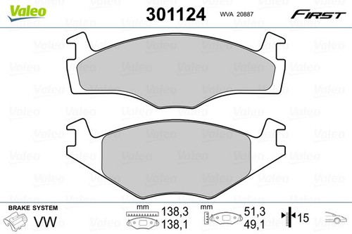 Valeo 301124 brake pad set - pad,