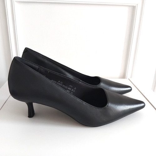 Real leather black pointed - black,