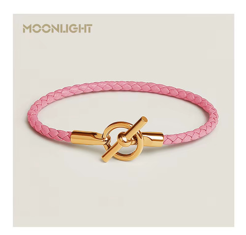 Gold lock leather braided - leather,