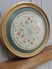 Circular framed wall tapestry