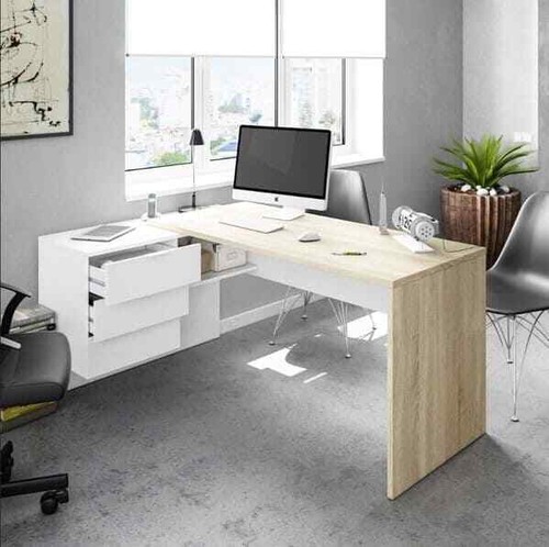 Mensa white and oak large - white,
