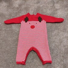 Next Baby Red Playsuit All In One with Reindeer Design 0-3 Months ideal for Xmas
