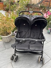 Black Joie Double Pram Stroller Travel System Twins Siblings Sturdy Strong