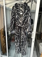 New Ladies BIBA Cosy Maxi Dressing Gown Robe Zebra Print UK Medium RRP £54.99