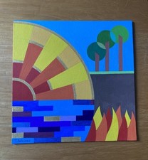 Cubist Abstract Landscape Painting - Signed