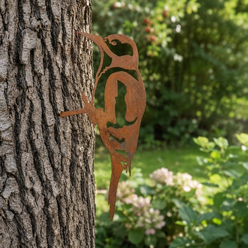 Rusty metal woodpecker - metal,