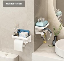 Toilet Roll Holder Phone Shelf Wall Mounted Rustproof Bathroom Tissue Stand