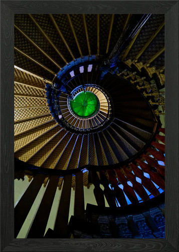 Old wooden spiral staircase - old,