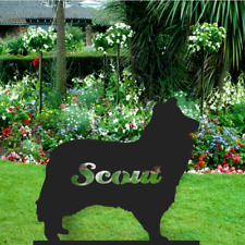 Personalised Collie & Miniature Metal Pet Dog Lover Custom Garden Memorial Gift
