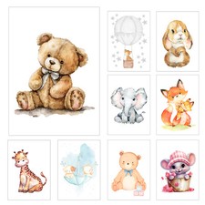 Nursery Print Bedroom Wall Art Boys/Girls/Baby Room Watercolour Picture Poster