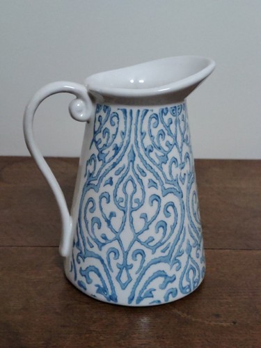 Decorative blue and white jug - blue,
