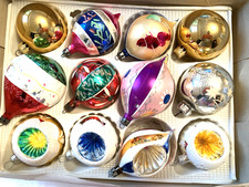 Vintage Mercury Glass Christmas Baubles 11 VGC, lrg, ass colours