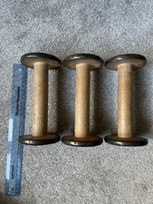 Industrial Vintage Wooden Textile Bobbins Reels 3 Large