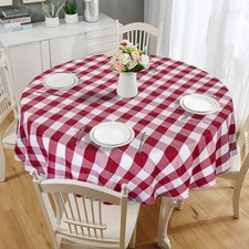 LinTimes Buffalo Check Tablecloth Round Gingham Stain Resistant Washable for Kit