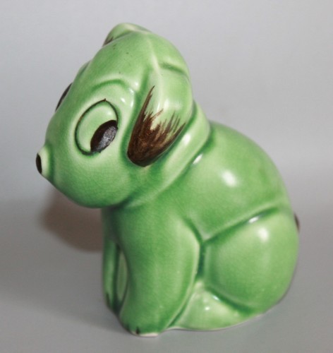 Vintage green pottery bonzo - pottery,