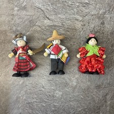 Le Toy Van Budkins multicultural Wooden Dolls. Japanese Samurai, Spanish Dancer