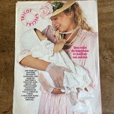 Baby Christening Robe 3-6 Month Vintage Knitting Pattern In French From Magazine