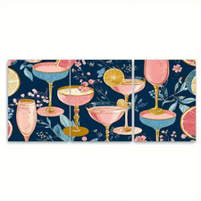 3pcs Champagne Problems Bar Cart  Metal Print Ready to Hang Art