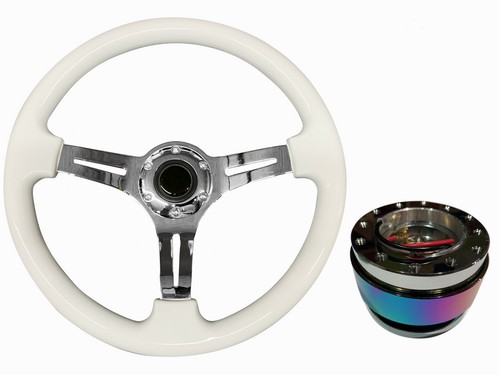 White chrome 350mm steering - white,