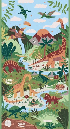 Dinosaur panel 100 cotton - panel',