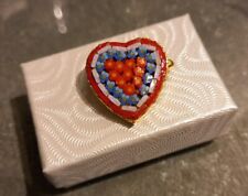 HEART Micro Mosaic Glass Pin Brooch