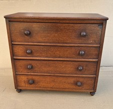 Antique Small Miniature Apprentice Piece Mahogany Wooden Chest Of Drawers