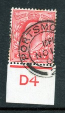 GB KEVII 1d scarlet SG 219 control single D4 very fine used, cat £?