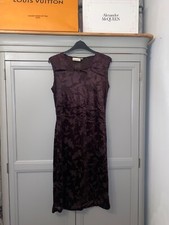 CHARLOTTE HALTON Velvet Flock Designer Dress Size 10 Chocolate Brown Gatsby Deco
