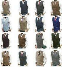 MENS WAISTCOAT WAISTCOATS - WOOL BLEND TWEED  VEST JACKET GILET FORMAL CASUAL 